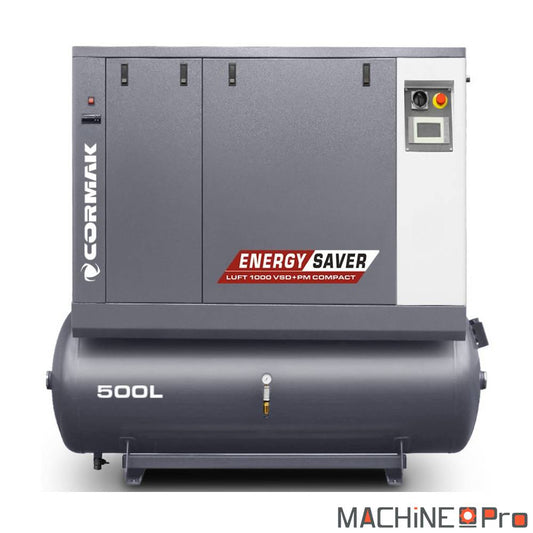 Compresseur à vis LUFT 1000 VSDPM COMPACT CORMAK + Sécheur d'air N10S intégré + cuve de 500 L - Gamme Energy Saver Cormak