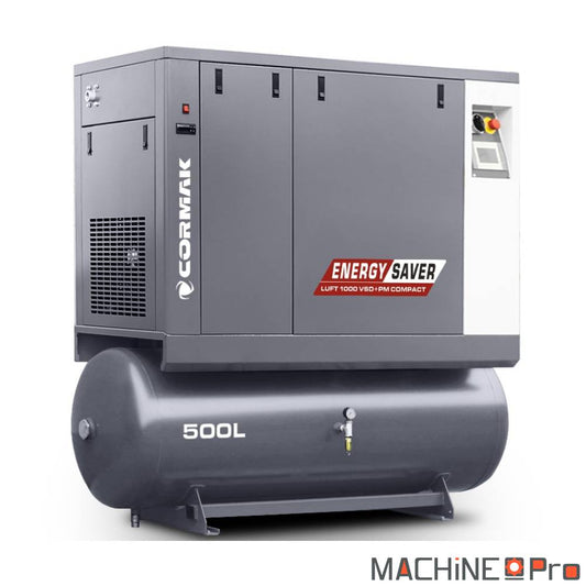Compresseur à vis LUFT 1000 VSDPM COMPACT CORMAK + Sécheur d'air N10S intégré + cuve de 500 L - Gamme Energy Saver Cormak