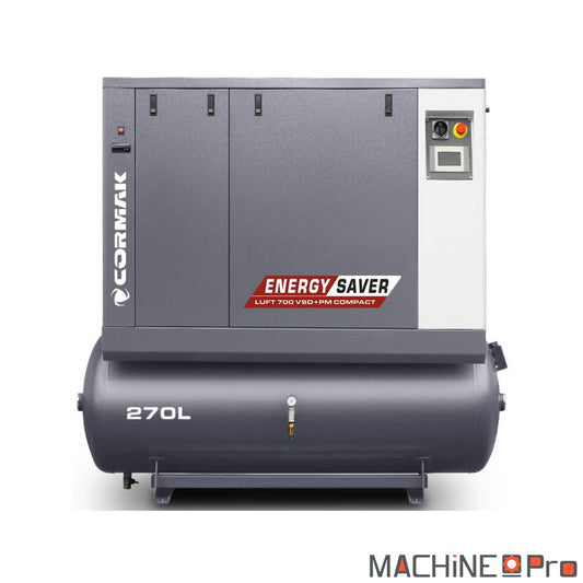 Compresseur à vis LUFT 700 VSDPM COMPACT CORMAK + Sécheur d'air N10S intégré + cuve de 270 L - Gamme Energy Saver Cormak
