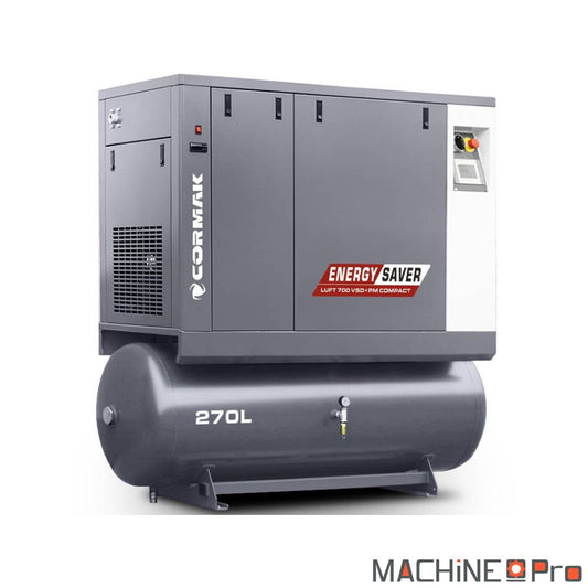 Compresseur à vis LUFT 700 VSDPM COMPACT CORMAK + Sécheur d'air N10S intégré + cuve de 270 L - Gamme Energy Saver Cormak