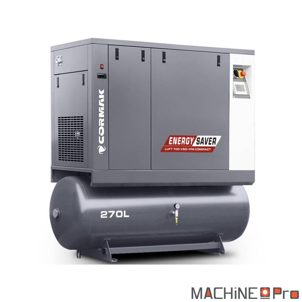 Compresseur à vis LUFT 700 VSDPM COMPACT CORMAK + Sécheur d'air N10S intégré + cuve de 270 L - Gamme Energy Saver Cormak