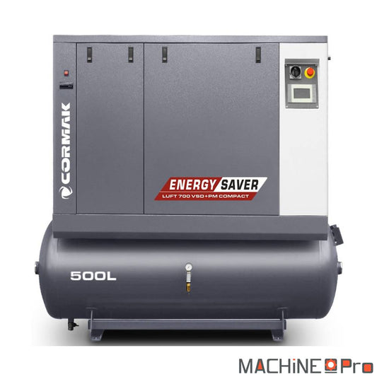 Compresseur à vis LUFT 700 VSDPM COMPACT CORMAK + Sécheur d'air N10S intégré + cuve de 500 L - Gamme Energy Saver Cormak