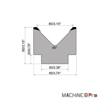 Matrice de pliage Promecam M80.85.80 pour presse plieuse Nargesa PP200CNC