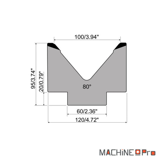 Matrice de pliage Promecam M95.80.100 pour presse plieuse Nargesa PP200CNC