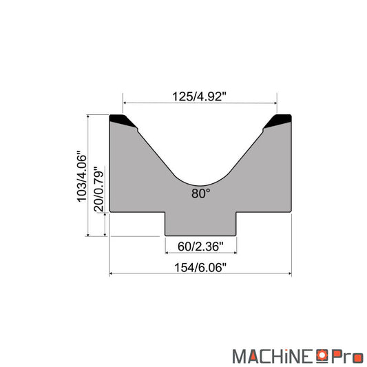 Matrice de pliage Promecam MK103.80.125 pour presse plieuse Nargesa PP200CNC