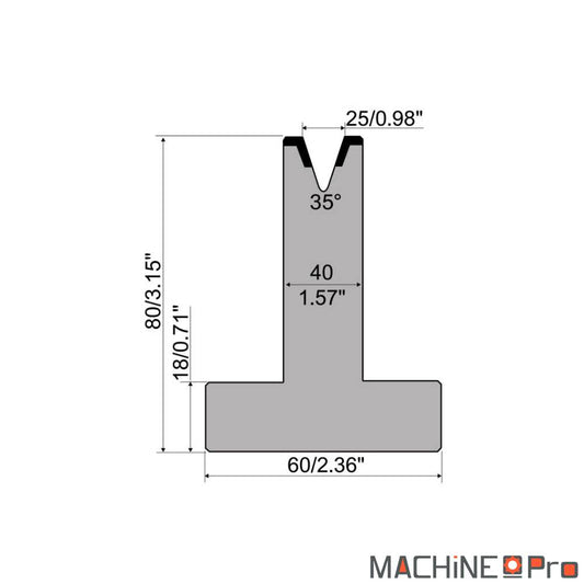 Matrice de pliage Promecam T80.25.35 pour presse plieuse Nargesa PP200CNC
