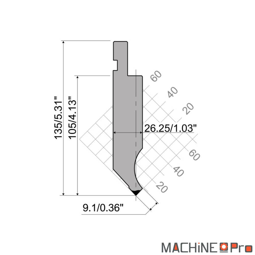 Poinçon Promecam PS.135.85.R08 pour presse plieuse Nargesa PP200CNC - 1