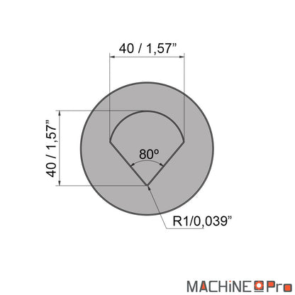 Poinçon de pliage P.40.80.R1 Nargesa pour presse PP200CNC