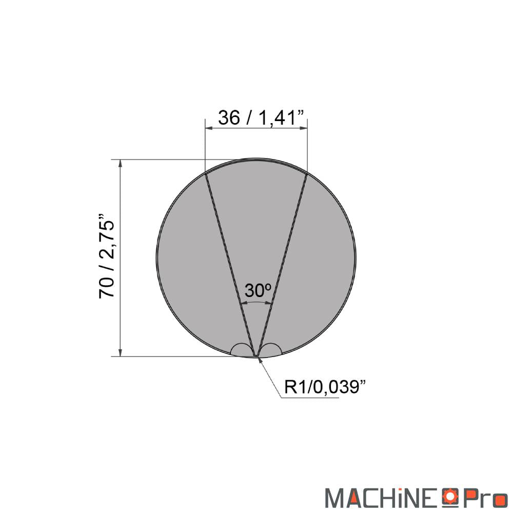 Poinçon de pliage P.70.30.R1 Nargesa pour presse PP200CNC - 1