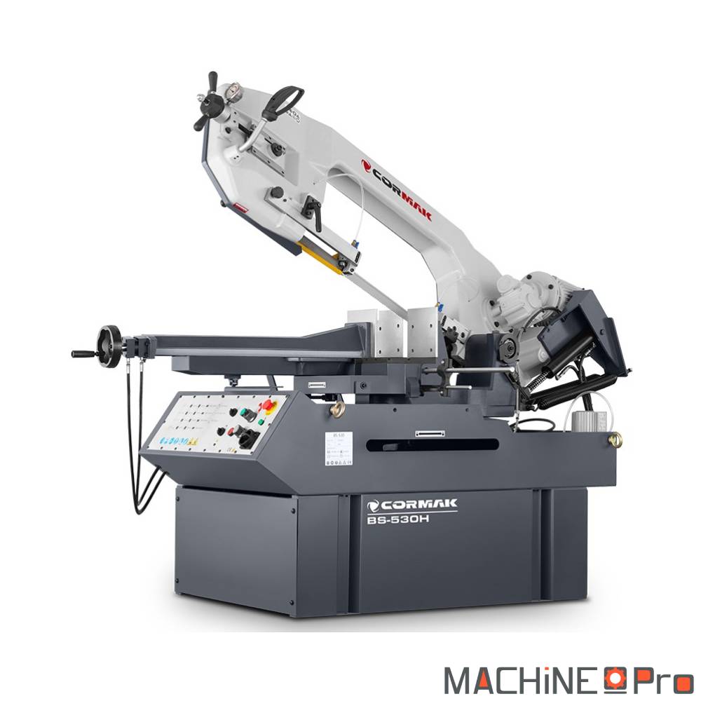 Scie à ruban semi-automatique Cormak BS530H 400V vue ensemble machine fonte coupe métaux