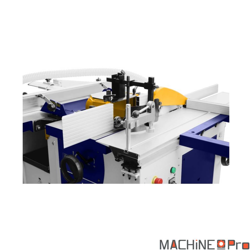 CMS260 détail bloc scie circulaire 254 mm inclinable 0 à 45 degrés et capot de protection