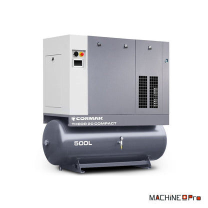Compresseur à vis avec sécheur et réservoir 500 L 15 kW CORMAK THEOR 20 COMPACT 400V-1