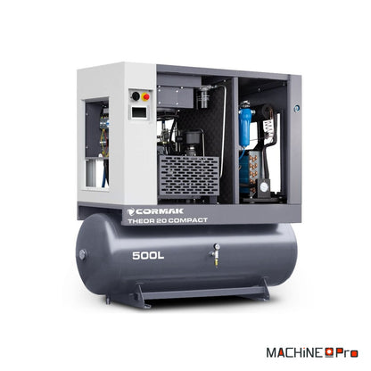 Compresseur à vis avec sécheur et réservoir 500 L 15 kW CORMAK THEOR 20 COMPACT 400V-2