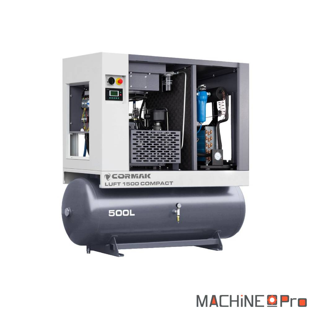 Ensemble compresseur à vis LUFT 1500 COMPACT CORMAK + Sécheur d'air N10S + cuve de 500 L