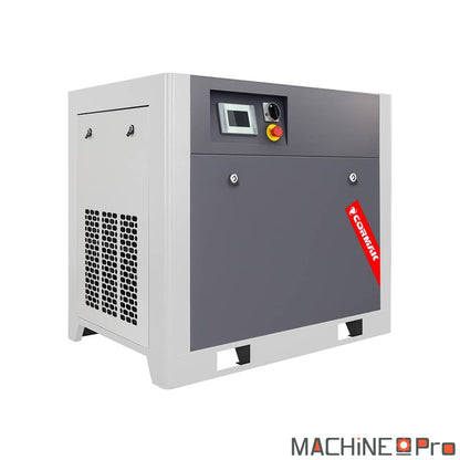 Compresseur à vis LUFT 1500 COMPACT INVERTER Cormak 11 kW vue trois quarts capot fermé