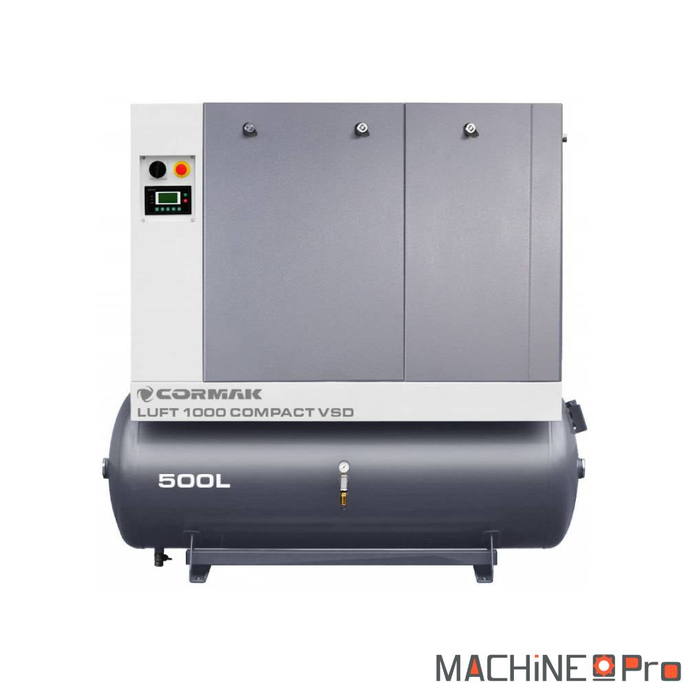 Compresseur à vis LUFT 1000 VSD bloc vis et raccordements pneumatiques vue arrière