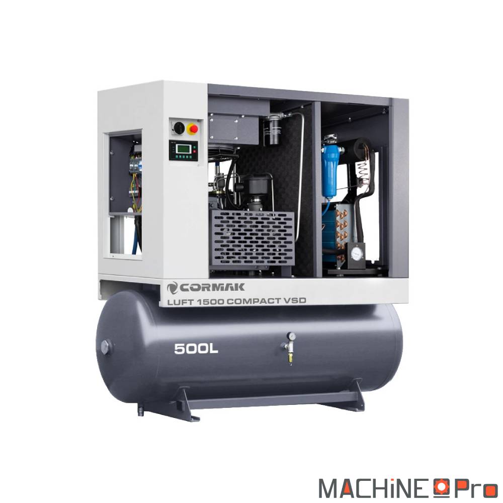 Compresseur à vis LUFT 1500 COMPACT VSD avec sécheur N10S  et cuve 500 L MachinePro