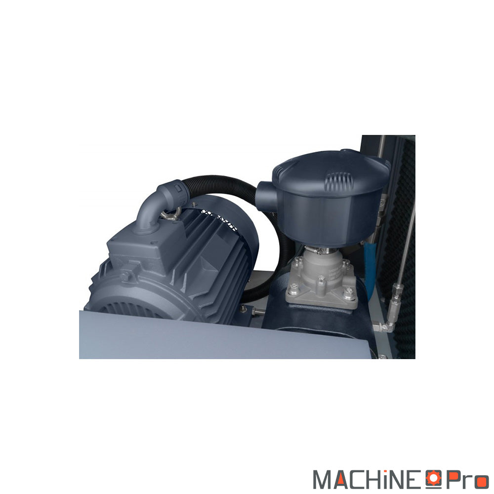 Vue arrière du compresseur LUFT 1000 COMPACT montrant le bloc vis lubrifié et le moteur 7,5 kW
