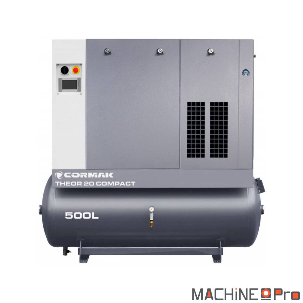 Vue arrière du compresseur Cormak THEOR 20 avec ventilation refroidissement et raccordement électrique triphasé 400 V