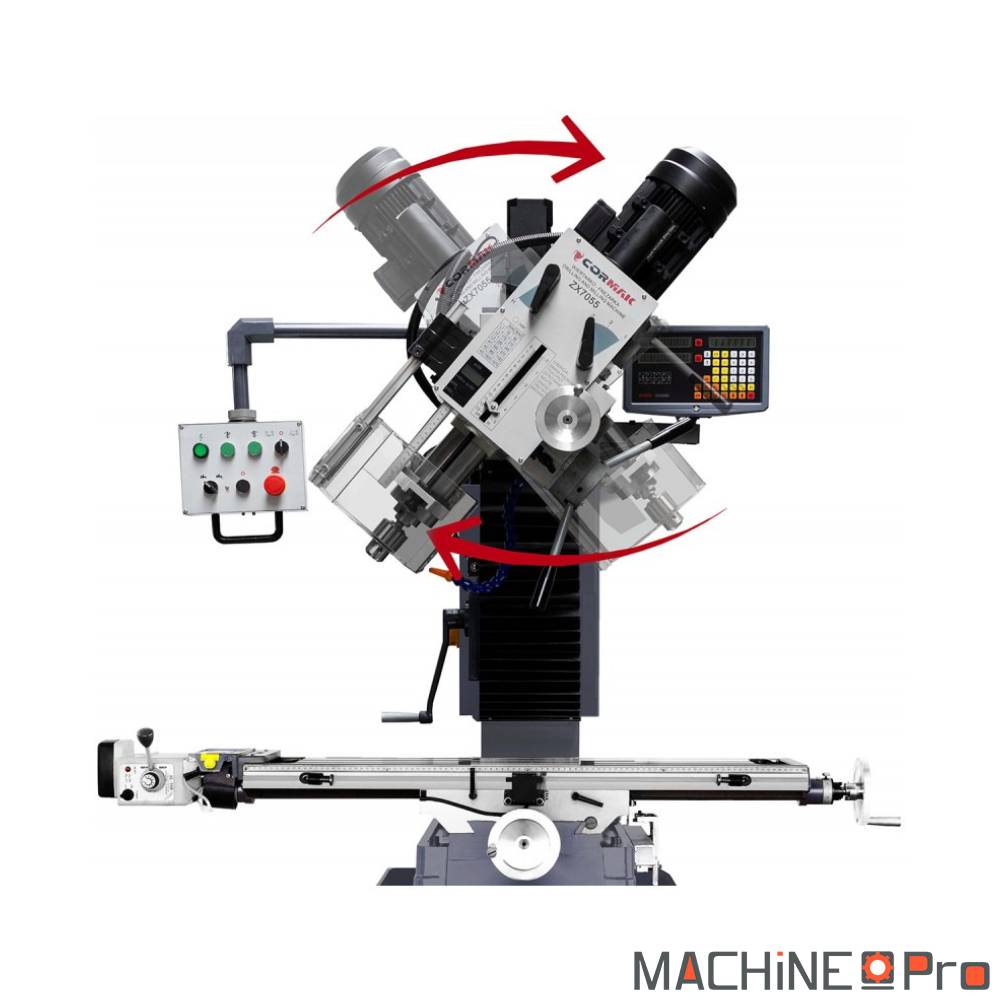 Tête verticale pivotante ZX 7055 DRO avec broche MK4 et avance automatique
