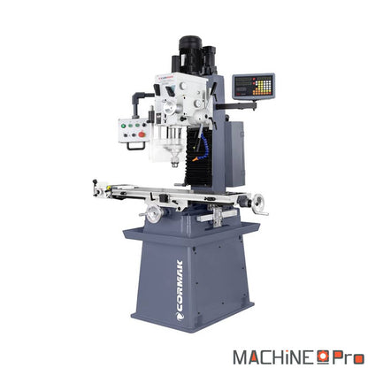 Fraiseuse perceuse CORMAK ZX 7055 DRO vue de face avec colonne et tête pivotante