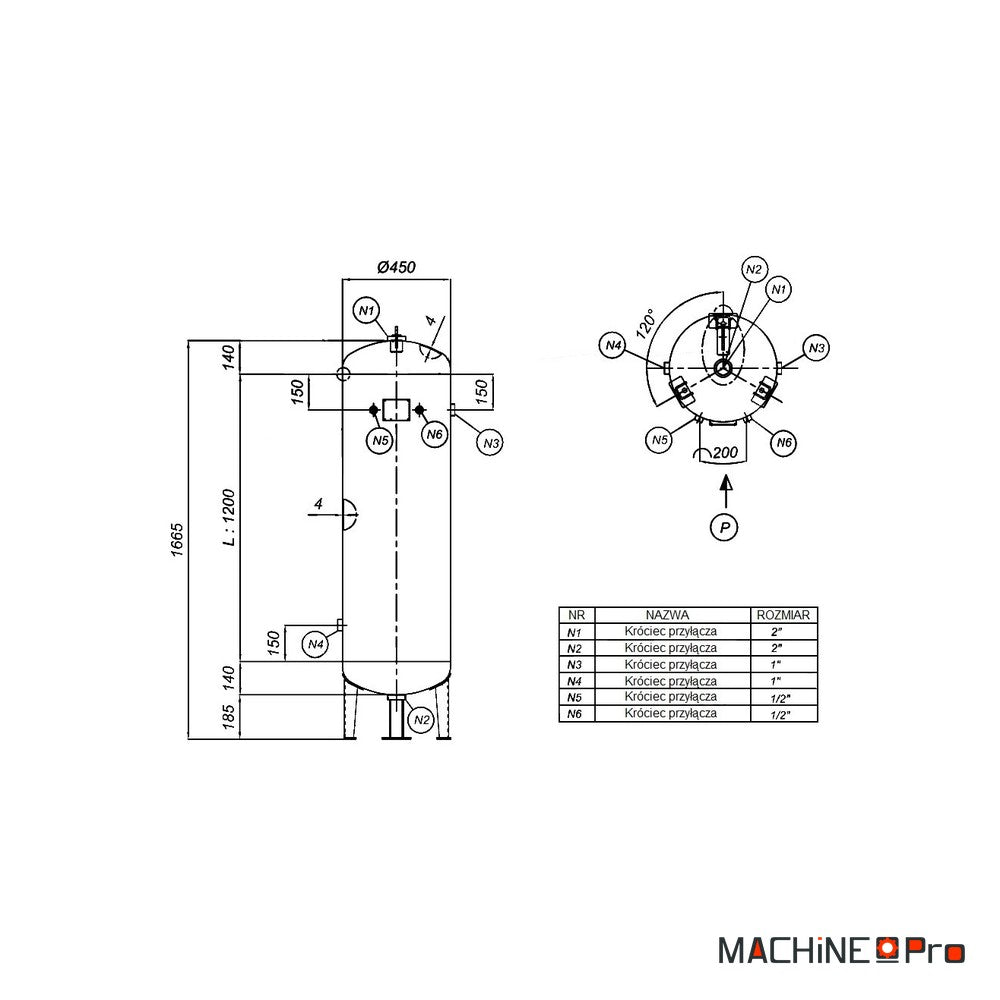 Réservoir d'air comprimé vertical 200 L 11 bar pour compresseur à vis CORMAK-5