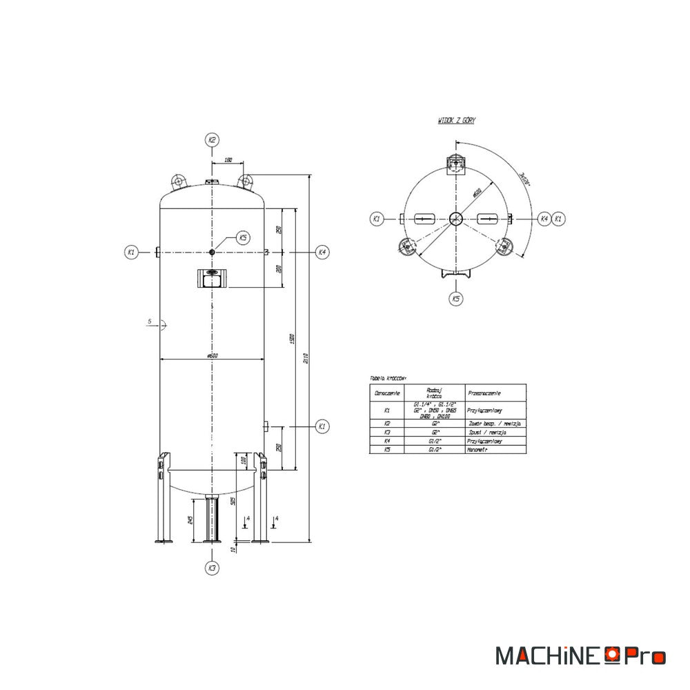 Réservoir d'air comprimé vertical 500 L 16 bar pour compresseur à vis CORMAK-5