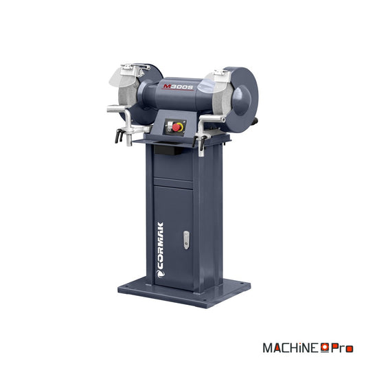 Touret à meuler industriel à double disque CORMAK M300S + aspiration pour copeaux métalliques MDC750-1